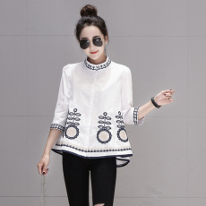 批发实拍<b class='q'>衬衫</b>女韩范秋季新款2026立领绣花A字娃娃衫<b class='q'>衬衫</b>上衣秋