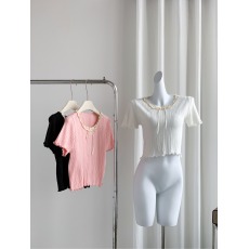 批发<b class='q'>实拍</b>纯欲辣妹风蝴蝶结短袖t恤女大码甜辣内搭设计感小众打底上衣