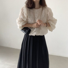 批发2026早春大码女装韩款胖MM泡泡格百搭<b class='q'>长袖</b>衬衫上衣