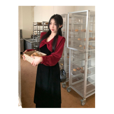 批发<b class='q'>大码</b>胖mm秋冬赫本风高腰<b class='q'>连衣裙</b>美式淑<b class='q'>女</b>显瘦遮肚子小个子长袖裙子