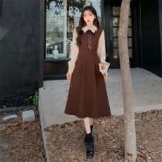 批发<b class='q'>连衣裙</b>学院风长袖复古森系裙子气质显瘦法式长裙女装秋冬新款