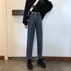 批发夏季韩版ins高腰宽松<b class='q'>哈伦</b><b class='q'>牛仔裤</b>女学生百搭显瘦直筒九分老爹裤潮