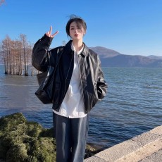 批发原版做法皮衣外套女爆款秋季机车黑色夹克短款小个子男女同款