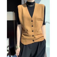 批发气质<b class='q'>西装</b>V领纯羊毛针织马甲女开衫2023秋冬新款无袖宽松背心上衣