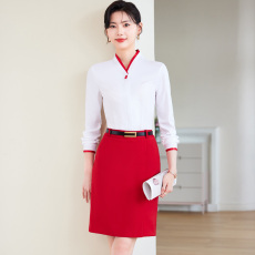 批发职业立领衬衫上衣女秋季<b class='q'>长袖</b>空姐<b class='q'>珠宝</b>店前台接待员工服外搭衬衫