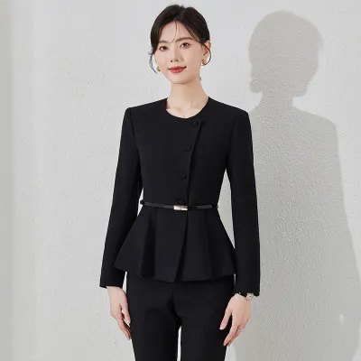 别致设计感高端黑色西服套装女秋冬季新款名媛风气质长袖职业西装
