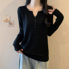 批发实拍 <b class='q'>大码</b><b class='q'>女装</b><b class='q'>秋装</b>胖mm显瘦套头百搭休闲针织衫洋气减龄宽松上衣