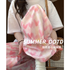 批发粉色爱心山本裤女夏季薄款休闲小个子高腰垂感<b class='q'>百搭</b>阔腿裤