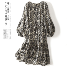 批发2025年早秋法式宽松显白<b class='q'>青花瓷</b>大码女装韩版显瘦娃娃<b class='q'>连衣裙</b>