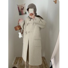 批发<b class='q'>秋</b>冬韩版新款设计感连帽双面羊绒大衣高端显瘦羊毛外套