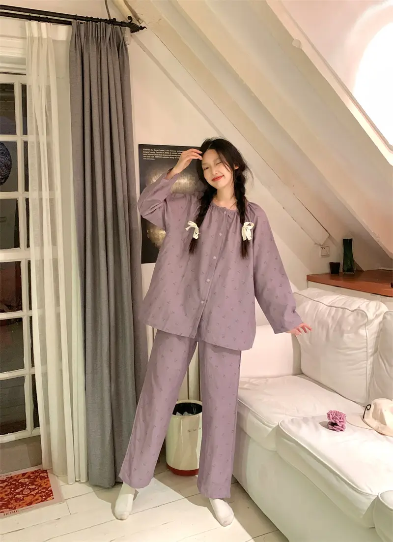 체리 프린팅 러블리 거즈 홈웨어 세트 상세 이미지 8