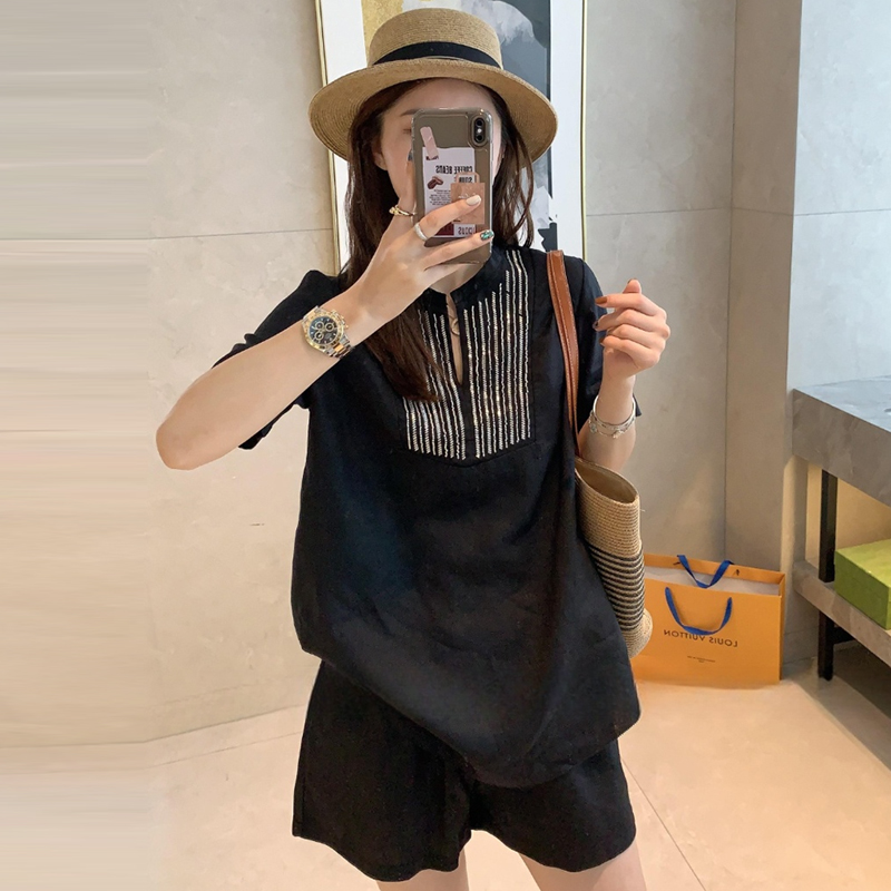 RY70088# 时尚宽松大码套装女士2026夏季新装气质薄款短袖短裤两件...