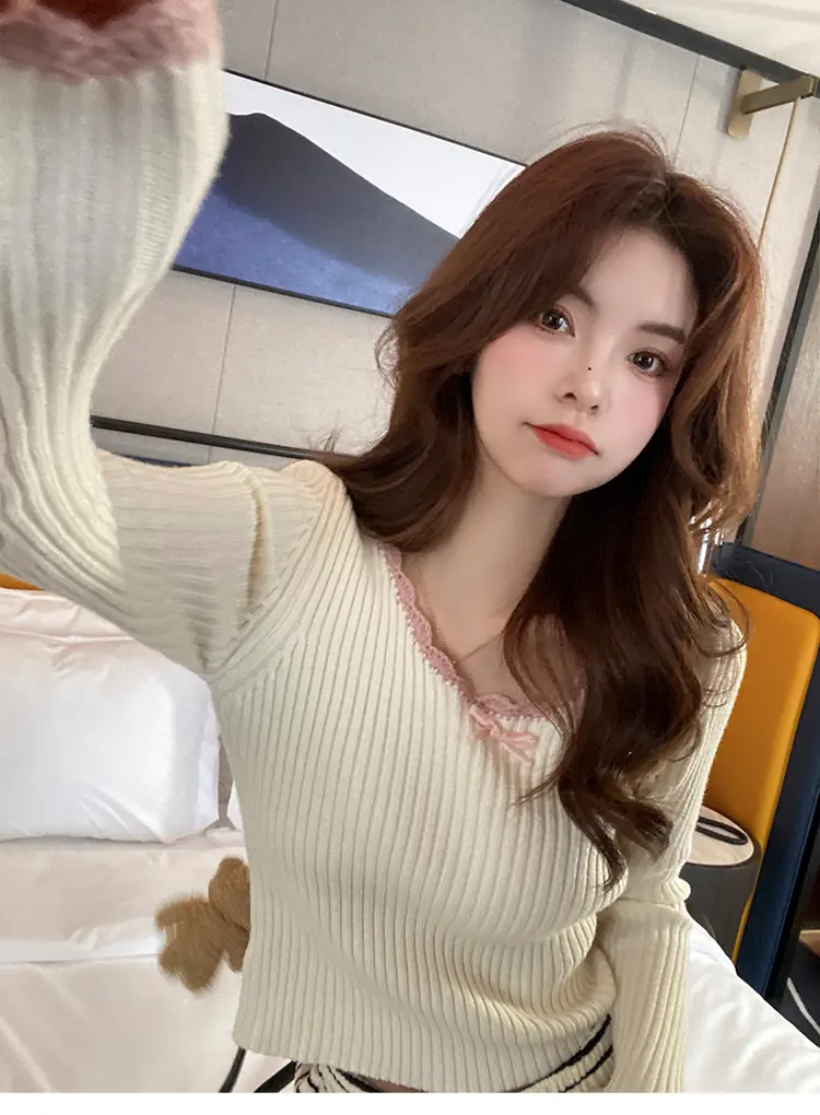 스퀘어넥 레이스 니트 상세 이미지 4