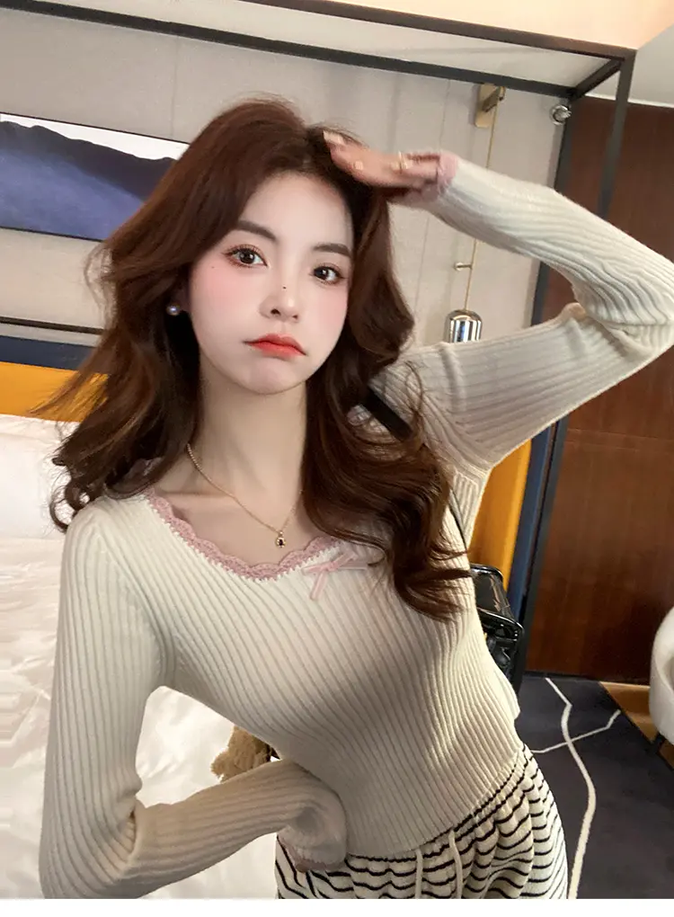 스퀘어넥 레이스 니트 상세 이미지 6