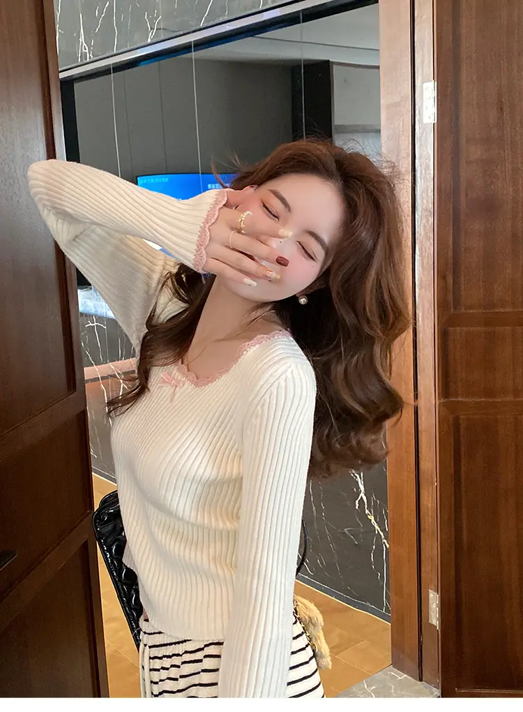 스퀘어넥 레이스 니트 상세 이미지 8