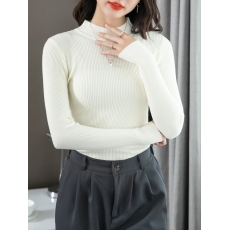 批发半高领打底衫女2026秋冬新款紧身长袖毛衣修身短款针织衫内搭上衣