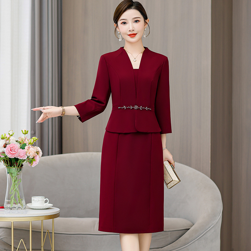 PF18547#婚礼妈妈婚宴礼服喜婆婆装敬酒连衣裙修身女裝貨源服裝批發