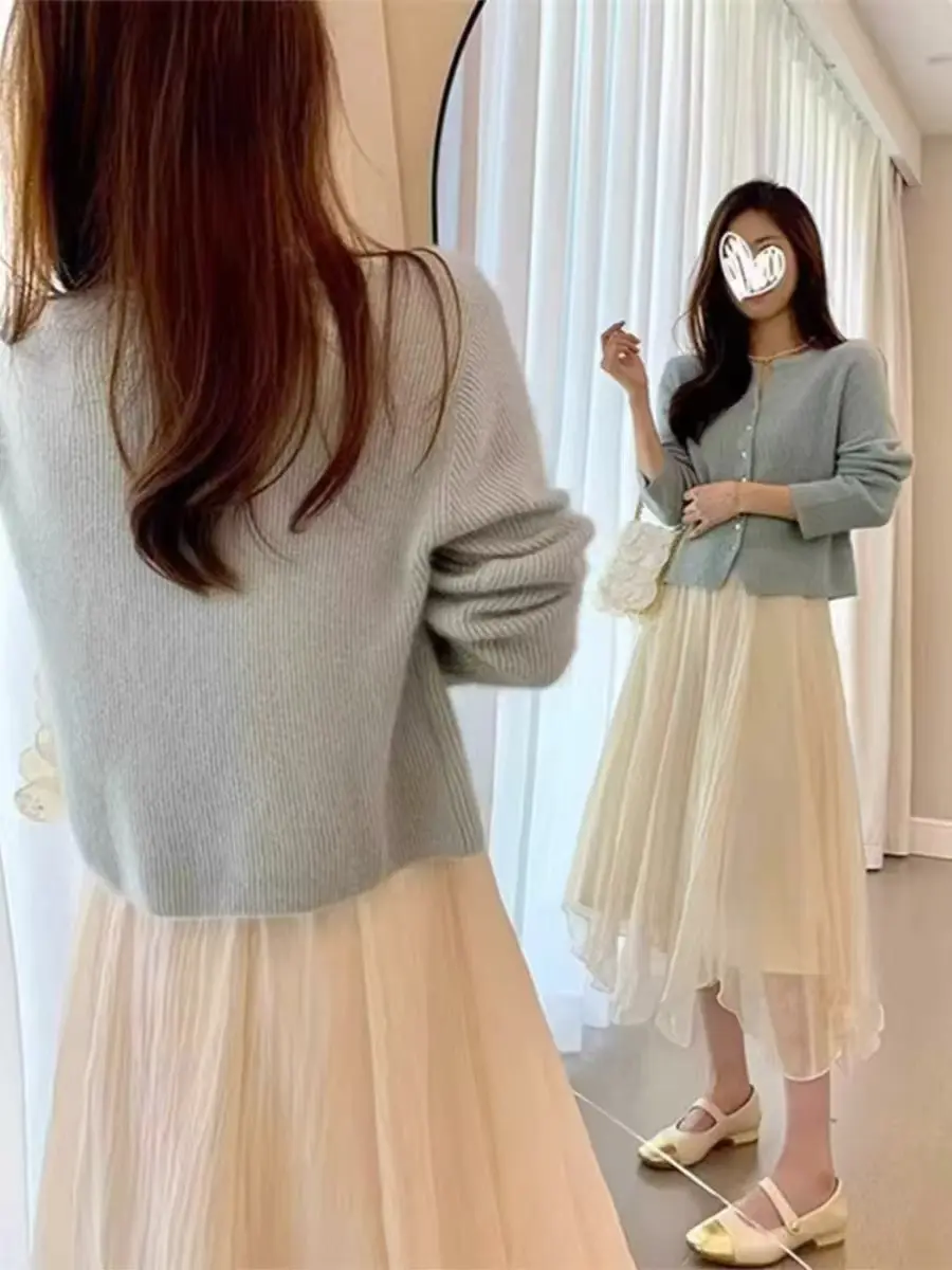 프렌치 블루 니트 가디건 상세 이미지 4