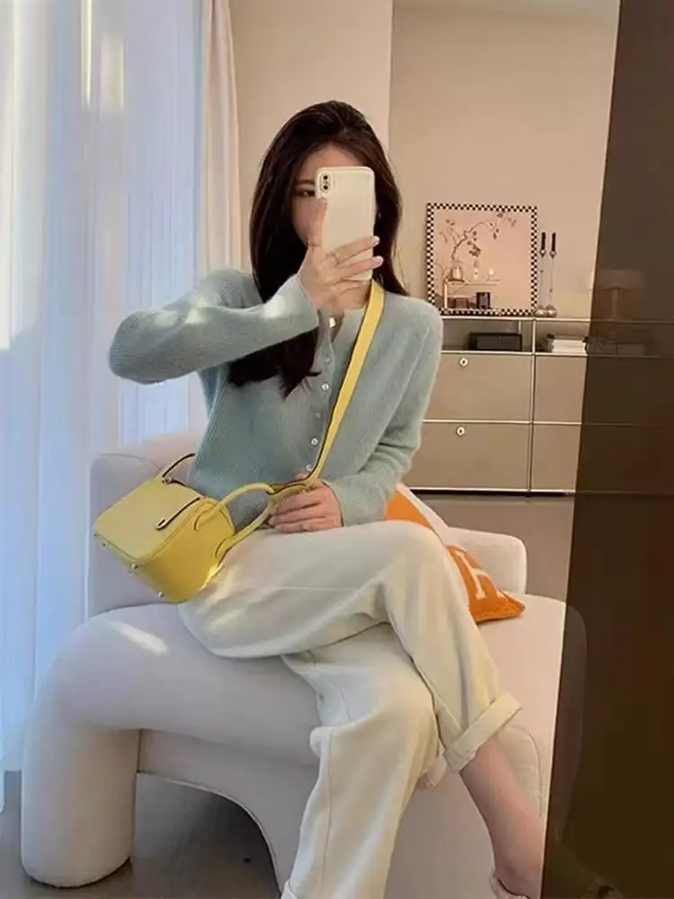 프렌치 블루 니트 가디건 상세 이미지 6
