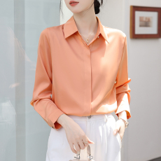 批发实拍<b class='q'>真丝</b>长袖衬衫女2026春季设计感轻熟港风缎面衬衫女士OL衬衣