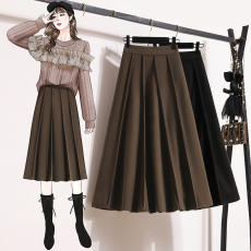 批发实拍大码女装<b class='q'>秋</b>冬胖mm气质不规则毛呢高腰遮肚显瘦A字大摆半身裙