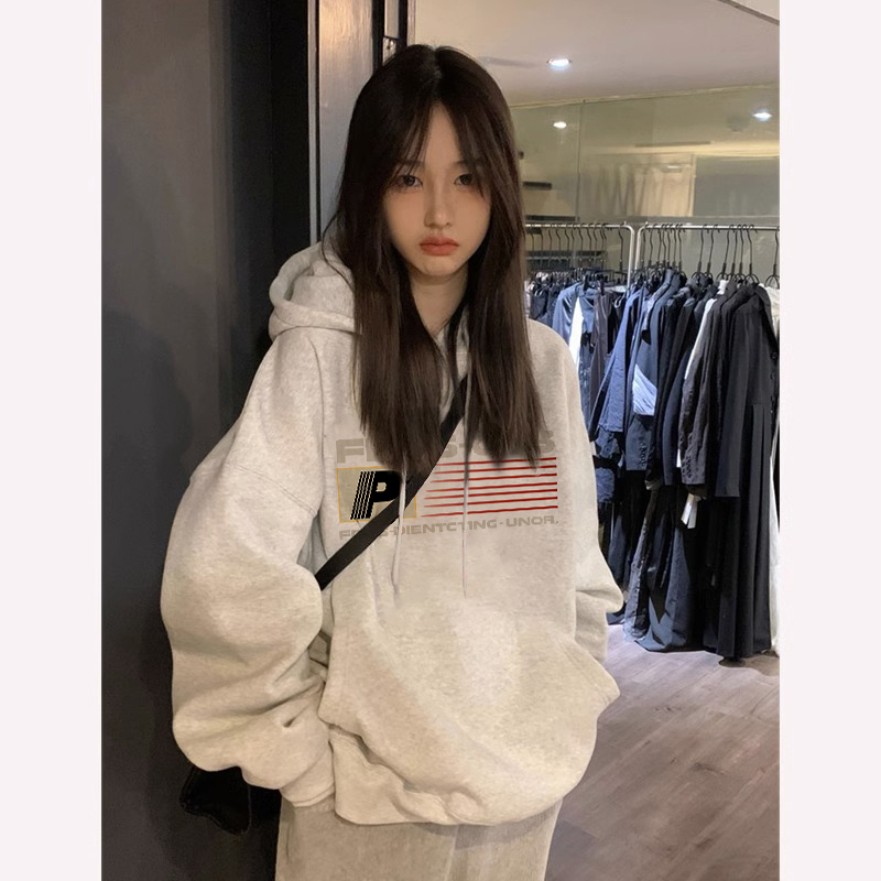 후아 면 복합 얇은 스타일 310 크 털이 있는 410그램 가을 겨울 의류 후드티 여성 프린트 한국 대외 무역 폭발