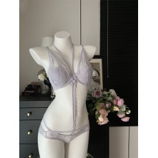 批发实拍不减 纯欲*高段位 挂脖性感聚拢文胸套装小心机内搭蕾丝内衣