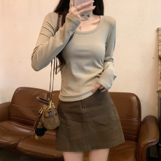 批发实拍1*1螺纹210克长袖t恤女<b class='q'>春秋</b>薄款圆领纯色打底衫上衣大码<b class='q'>女装</b>