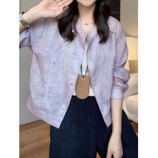 批发2026春装大码<b class='q'>气质</b>轻薄透气长袖防晒衬衫女宽松设计感开衫<b class='q'>外套</b>上衣