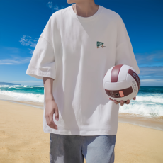 批发男士纯棉短袖T恤男装重磅240G精梳长绒棉百搭时尚宽松青年打底衫