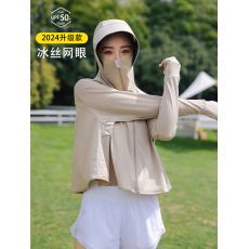 批发24新款夏季<b class='q'>电动车</b>披肩<b class='q'>防晒衣</b>帽子女冰丝面罩遮全脸防护颈围