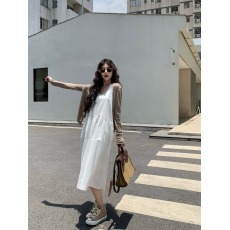 批发实拍实价<b class='q'>巴洛克</b>小众<b class='q'>连衣裙</b>U领白色长裙+防晒衫