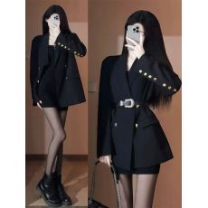 批发韩版千金风黑色<b class='q'>西装外套</b><b class='q'>女</b>春季高级感气质名媛西服套装吊带连衣裙