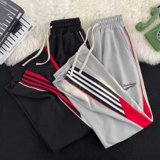 批发秋季美式街头拼接撞色休闲卫裤男宽松痞帅高街嘻哈直筒运动长裤子