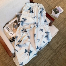 批发水墨中式国风蝴蝶阔腿夏季裤女薄款高腰休闲防晒扎染宽松冰丝裤子