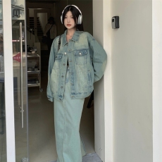 批发实拍实价 复古<b class='q'>街头</b>潮牌做旧水洗牛仔外套女短款宽松