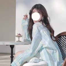 批发格子薄荷绿polo领格子<b class='q'>衬衫</b>女早春新款幂式穿搭长袖<b class='q'>衬衣</b>