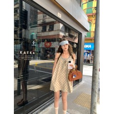 批发aaaaxbbb 尼亚美拉画社 du家<b class='q'>双层</b>吊带连衣裙抽绳设计感波点<b class='q'>背心</b>裙