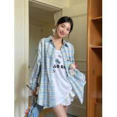 批发实拍早秋新品~大码女装韩版<b class='q'>甜美</b>减龄kitty猫背心+格子衬衫两件套