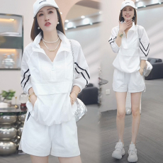 批发爆款女士防晒衣短裤<b class='q'>运动服</b>套装2026夏季<b class='q'>新款</b>半拉链卫衣时尚两件套