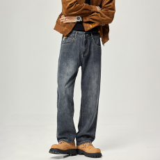 批发实拍男士牛仔裤阔腿裤2024秋冬宽松潮牌休闲百搭显瘦潮流<b class='q'>韩</b>版裤子
