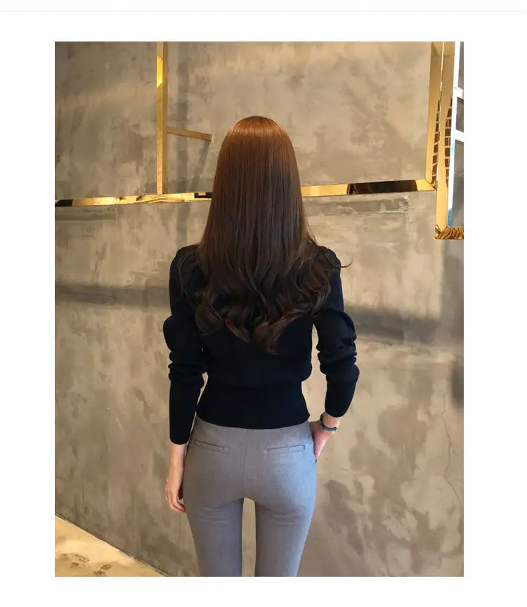 레트로 V넥 단추 가디건 상세 이미지 6