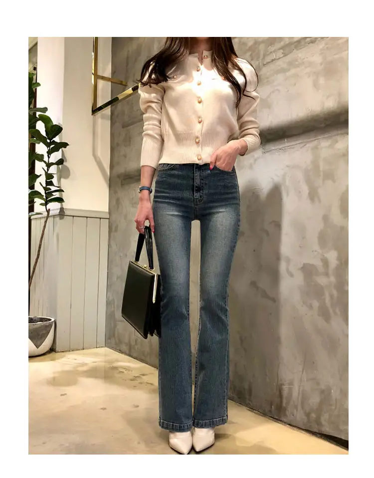 레트로 V넥 단추 가디건 상세 이미지 11