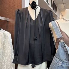 批发<b class='q'>韩国</b>东大门2025秋季新款纯色慵懒风显瘦长袖衬衫宽松休闲上衣