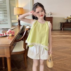 批发<b class='q'>童装女童</b>韩版无袖衬衫夏季儿童不规则<b class='q'>娃娃衫</b>百搭洋气甜美背心上衣