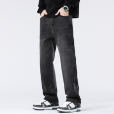 批发高档新款牛仔裤男潮牌宽松直筒美式<b class='q'>复古</b>水洗垂感阔腿痞帅长裤子