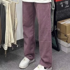 批发夏季高街紫色牛仔长裤男小众美式宽松直筒裤