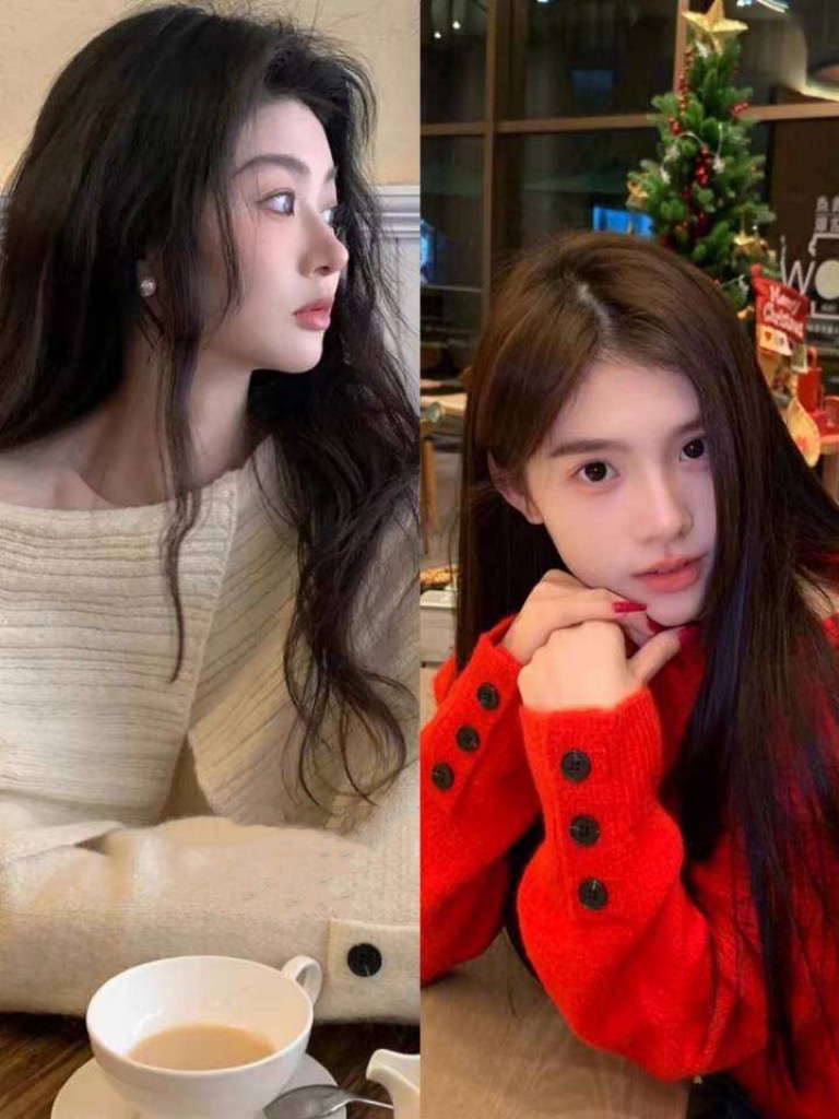 프랑스식 fennistudio 천년기 오리지널 오프숄더 폴로 칼라 크리스마스 빨간색 스웨터 디자인 센스 털 니트 스웨터