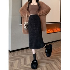 批发现 实拍实价 黑色闪亮<b class='q'>半身裙</b>女新款高腰a字裙中长<b class='q'>包臀</b>裙