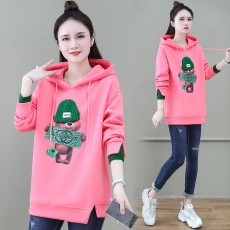 批发女士早春款卫衣2026新款今年流行时尚中长款<b class='q'>外套</b>春秋薄款减龄上衣